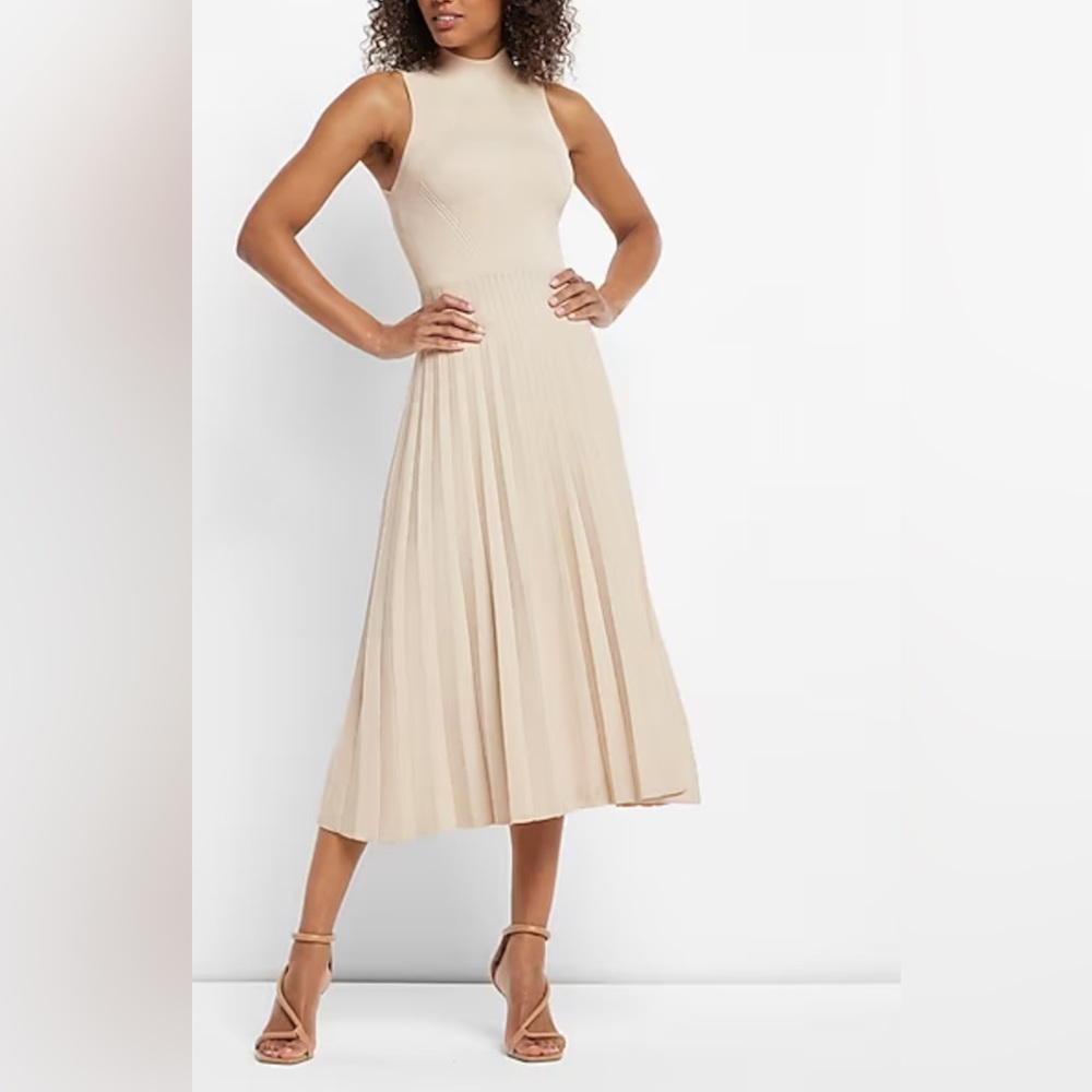 Express pleated midi sweater dress, size L